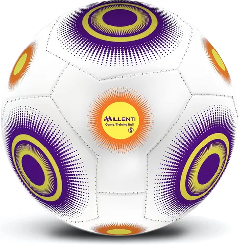 Miniatura 12 de Balón de fútbol Millenti tamaño 5 – Reverse Bend-It – Balón de fútbol con alta visibilidad, fácil de rastrear – Balones de fútbol oficial con unión