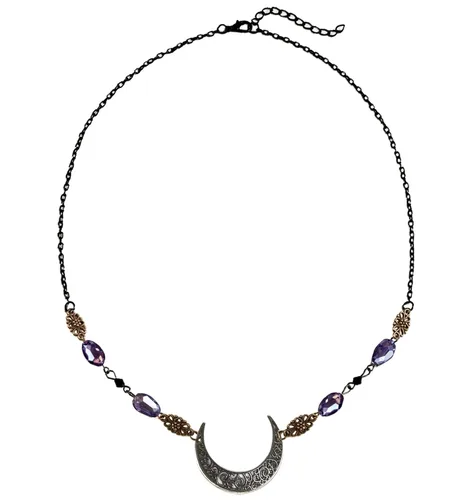 Miniatura 26 de Diadema de bruja con diseño de luna para mujer, corona de hada de elfo, disfraz de frente gitana vikinga, diadema bohemia luna dorada