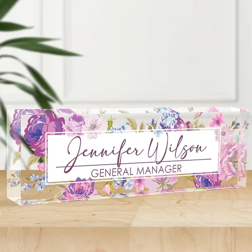 Miniatura 31 de Placa de nombre de escritorio personalizada, placas de identificación acrílicas para escritorio, decoración de oficina, regalos personalizados
