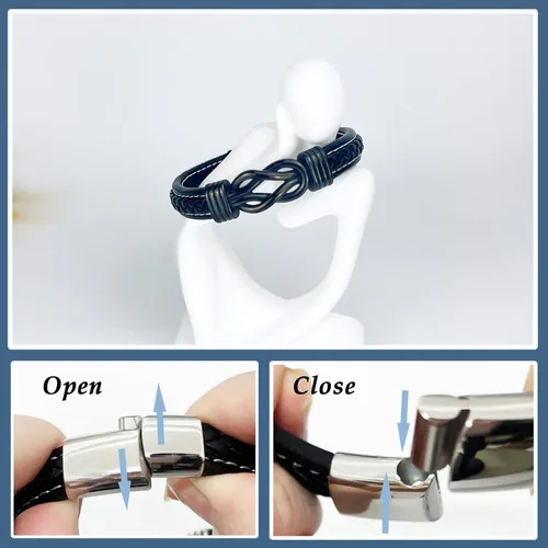 Miniatura 8 de Gifts for Men Infinity Leather Bracelet for Dad New Daddy Husband Boyfriend Son Grandson Brother Nephew Uncle Black Braided Engraved Leather Jewelry