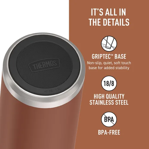 Miniatura 4 de THERMOS ICON SERIES - Botella de agua con tapa superior de rosca, 40 onzas, sillín - Botella de agua de acero inoxidable aislada al vacío con tapa
