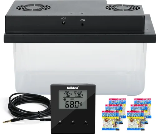 Briidea Humidificadores eléctricos para gabinete (10-50 pies cúbicos), 30% HR ~ 80% RH valores de ajuste de humedad, temperatura y humedad de