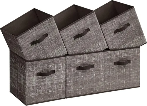 Miniatura 23 de SONGMICS - Cubos de almacenamiento de 11 pulgadas, contenedores de tela no tejida con asas dobles, juego de 6, organizadores de armario