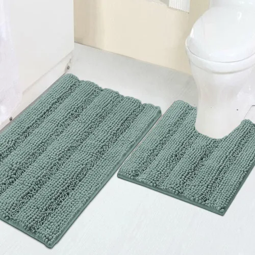 Miniatura 103 de Turquoize Alfombras de Baño de Chenilla Peludas Alfombra de Baño Antideslizante Gruesas Alfombras Peludas para Baño Chenilla Juego de Alfombra