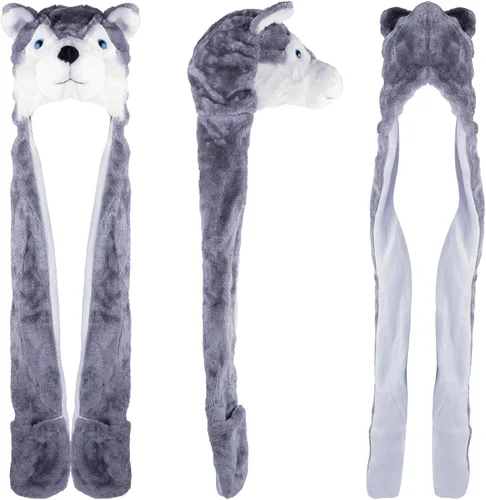 Miniatura 2 de Husky Timber - Gorro de invierno con diseño de lobo de felpa para invierno, largo