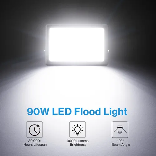 Miniatura 4 de Olafus Paquete de 4 luces LED de 90 W para exteriores, 9000 lm superbrillantes, luces de trabajo LED enchufables, 6500 K IP66 impermeable
