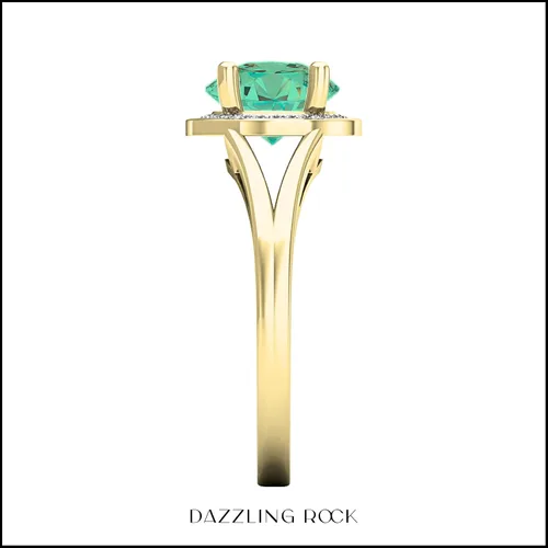 Miniatura 271 de Dazzlingrock Collection Anillo de compromiso redondo de 0.276 in con halo de diamante blanco y vástago dividido para ella en oro macizo de 14