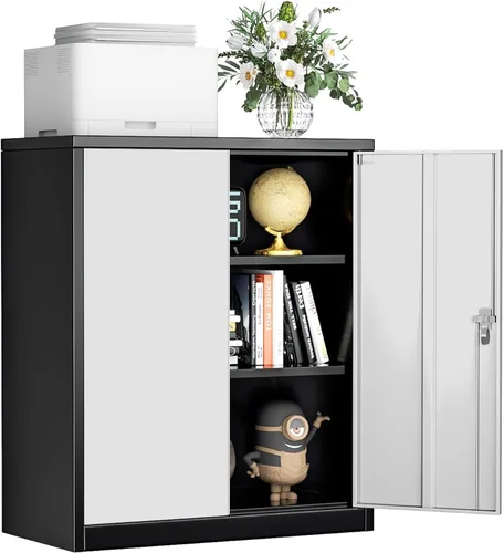 Miniatura 30 de INTERGREAT Armario de almacenamiento de metal para garaje, armario de almacenamiento con cerradura de 36 pulgadas con 2 puertas y 2 estantes Negro