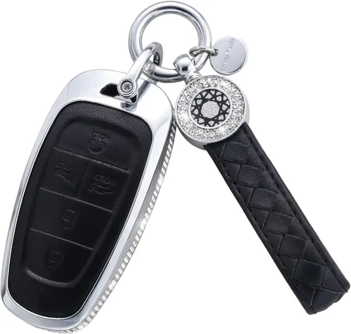 Miniatura 49 de Funda para llavero compatible con Volvo, cuero negro con cristal de protección de 360 grados para XC90, XC60, XC40, S60, S90, V60, V90, Polestar 1