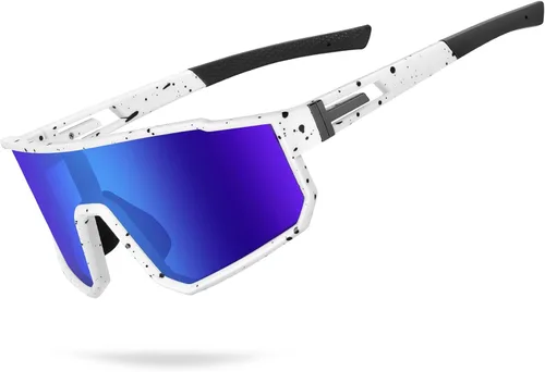 MVPTGRS Gafas de sol deportivas para niños y niñas de 8 a 14 años, marco TR90, para béisbol, softbol, ciclismo, golf Lentes azules con montura blanca
