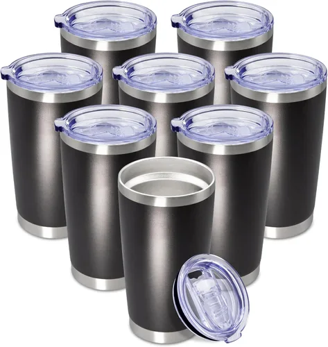 Miniatura 47 de Vaso de viaje de café de 20 onzas a granel con tapa, acero inoxidable de doble pared aislada al vacío, tazas con recubrimiento en polvo, para Rosa