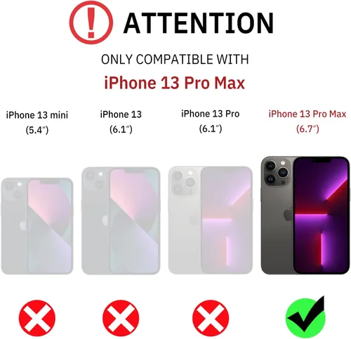 Miniatura 7 de CUSTYPE Funda para iPhone 13 Pro Max de 6.7 pulgadas con soporte, funda de cuero delgada con soporte de 2 vías, compatible con MagSafe, funda