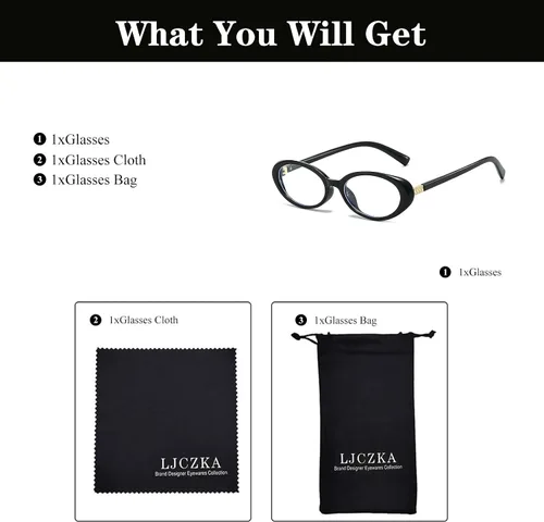 Miniatura 5 de LJCZKA Lentes ovalados con bloqueo de luz azul para mujeres y hombres, pequeños anteojos ovalados para computadora, antifatiga ocular para leer