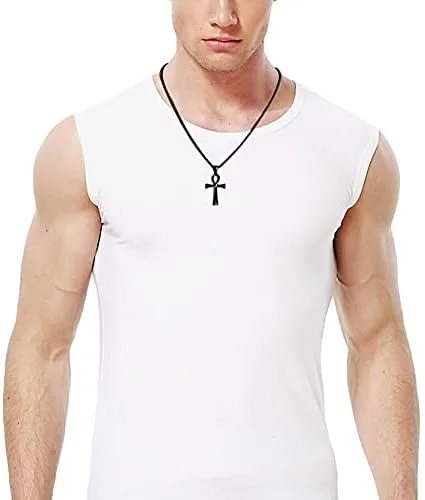 Miniatura 5 de Collar con colgante de cruz de Ankh copta egipcia antigua de acero inoxidable para niños, mujeres y hombres, en cadena Rolo de 24 pulgadas