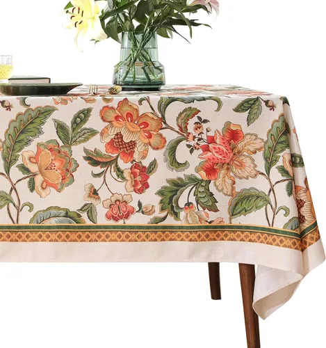 Miniatura 16 de patdrea - Mantel de lino floral, grueso, decorativo y francés para mesas rectangulares o cuadradas, para cocina y comedor, 55 x 79 pulgadas