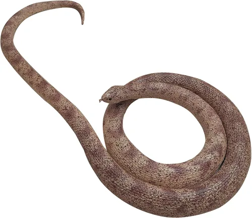 Serpiente de goma de 53 pulgadas, juguete realista de serpientes falsas para bromas del día de los inocentes, Halloween (marrón)