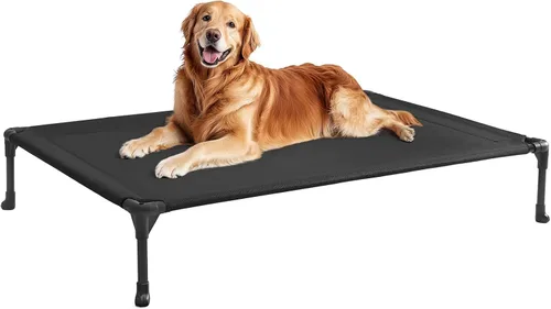 Miniatura 22 de Veehoo Outdoor Elevated Dog Bed for Large Dogs, Cooling Raised Dog Cot Off Ground Hammock Pet Beds with Breathable Mesh, No-Slip Feet, 50"x32