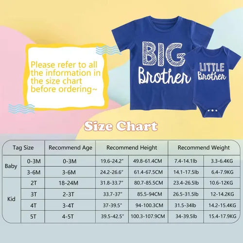 Miniatura 6 de Funnycokid Conjunto de camisetas a juego para hermano mayor, hermano pequeño, ropa de regalo para bebé