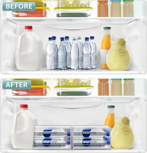 Miniatura 5 de Sorbus Organizador de botellas de agua para refrigerador con tapa, capacidad para 9 botellas, organizador apilable de bebidas para refrigerador