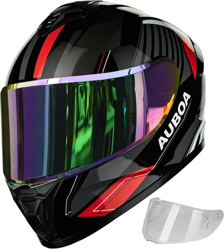 Miniatura 9 de Cascos de motocicleta para adultos, hombres y mujeres, casco ligero de cara completa para bicicleta de calle, carreras, DOT con visera extra