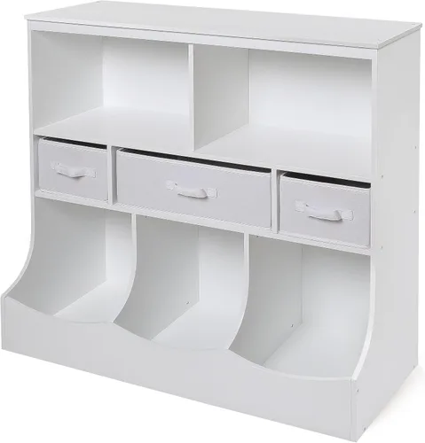 Miniatura 13 de Badger Basket Combo organizador de almacenamiento de juguetes y estantería, unidad de almacenamiento para niños con 3 cestas extraíbles, estantes