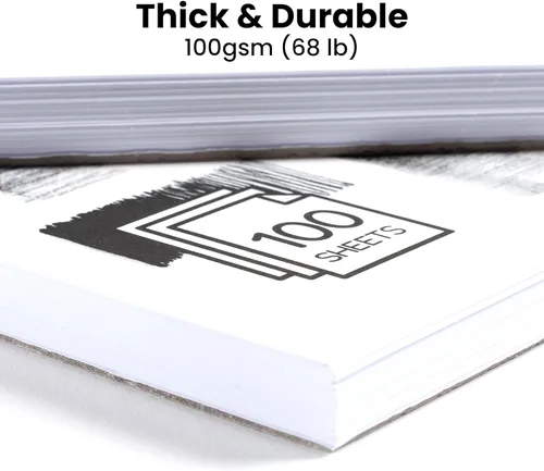 Miniatura 3 de ARTISTIK Bloc de bocetos en espiral, cuaderno de bocetos perforado de 100 hojas para lápiz, pastel y crayón, 3.53 oz/m² (68 libras), bloc de bocetos