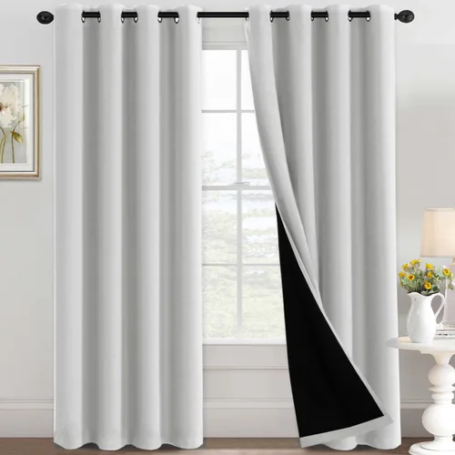 Miniatura 8 de H.VERSAILTEX Cortinas 100% de opacidad para dormitorio, con aislamiento térmico, cortinas opacas completas para sala de estar, cortinas de ventana