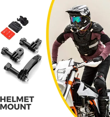 Miniatura 5 de MiPremium Juego de montaje de casco de brazo de extensión giratoria para GoPro Hero 13 12 11 10 9 8 7 6 5 4 Session Negro Plata XIAOYI 4K SJCAM