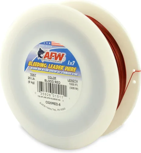 Miniatura 8 de Alambre de pesca americano líder sangrante rojo sangre nylon recubierto 1x7 alambre líder de acero inoxidable