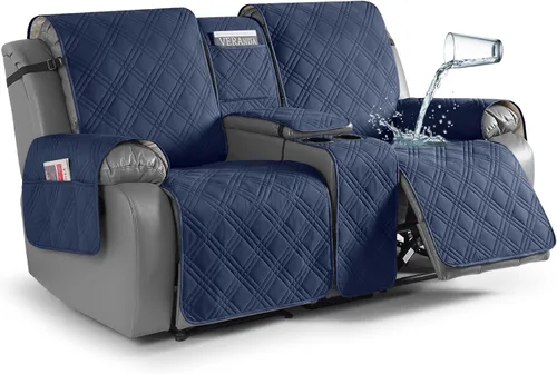 Miniatura 12 de TAOCOCO Fundas de sofá reclinable 100% impermeables con consola, fundas de sofá para sofá reclinable de 3 asientos con diseño de correas, funda