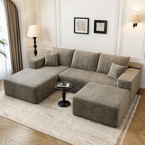 Sofá seccional modular Cloud de 107.5 pulgadas con 1 otomana, sofás tapizados modernos minimalistas, cómodo sofá en forma de U para sala de estar,