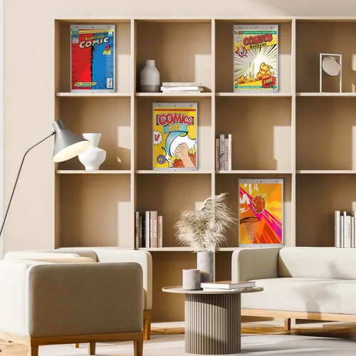 Miniatura 5 de Wonderjune Paquete de 4 Soportes Magnéticos para Cómics, Estuche de Exhibición Transparente Exterior para Cómics con Interior Montable en Pared
