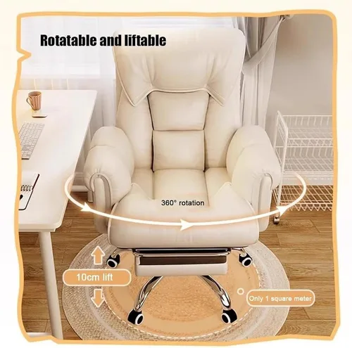 Miniatura 5 de Big and Tall Heavy Duty Executive Desk Chair 450Lb Capacity High Back Reclining with Footrest Lumbar Support Ergonomic Leather Seating,White-One
