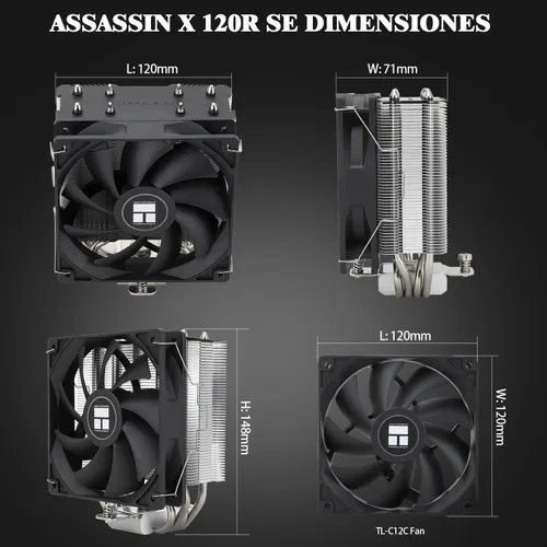 Miniatura 6 de Thermalright Assassin X 120 - Enfriador de aire para CPU SE refinado, ventilador TL-C12C PWM con 1550RPM, refrigeración de CPU de 5.827 in de alto