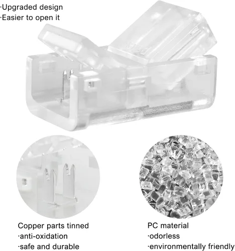Miniatura 3 de RGBZONE 10 conectores de tira LED de 2 pines, 0.315 in de ancho, sin cables, sin cables, sin soldadura, conector rápido para tiras de luz LED de un