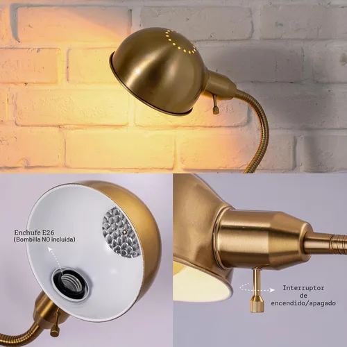 Miniatura 5 de O'Bright - Lámpara de pie ajustable con cuello de cisne flexible y pantalla giratoria, enchufe E26, base de 10 pulgadas, ideal para leer, mesita