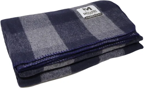 Miniatura 2 de M MCGUIRE GEAR Manta de lana cálida a cuadros para campamento, hogar, supervivencia o primeros auxilios, 64 x 90 pulgadas (gris/azul marino)