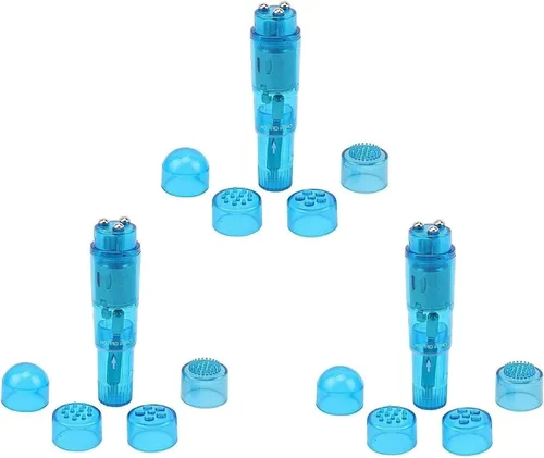 3 piezas azul mini masajeador bolsillo portátil pequeño masaje para mujer herramienta 4 cabeza taza para mujeres espalda cuello hombro cara músculo