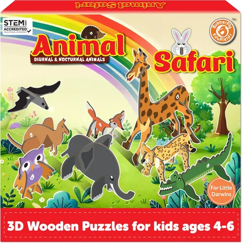 Butterfly EduFields Rompecabezas de animales de madera 3D para niños de 2 a 4 años | Regalo de cumpleaños para niños de 2, 3, 4 años | Juguetes