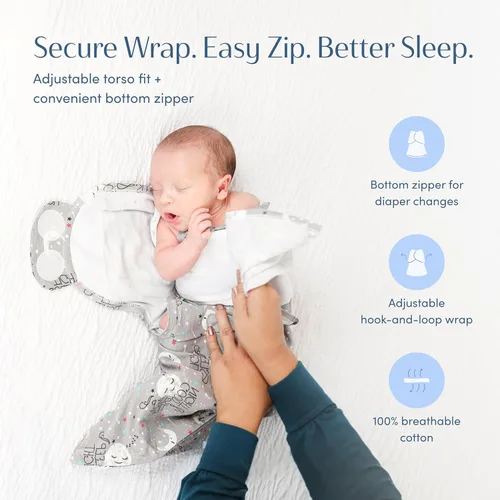 Miniatura 2 de SleepingBaby Zippy - Manta de transición para recién nacido, 100 % algodón, con cremallera inferior, segura, transpirable para un sueño más seguro