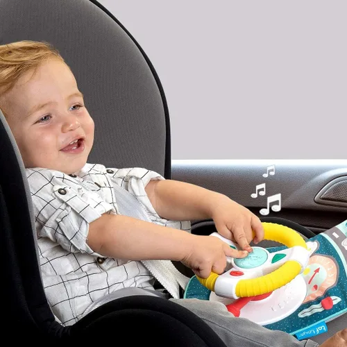 Miniatura 3 de Juguetes de asiento de automóvil para bebés con espejo, juguetes de asiento de automóvil, volante con luces musicales y sonidos de conducción
