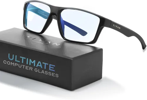 Miniatura 13 de Titan - Lentes de juego anti luz azul para hombre, protección UV400, bloqueo de luz azul para computadora, fatiga ocular Negro