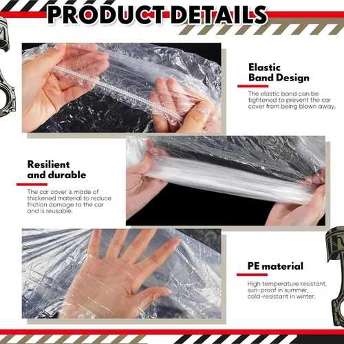 Miniatura 3 de LEIFIDE Paquete de 3 fundas universales de plástico transparente desechables de 12.55 x 21.7 pies con banda elástica, cubierta protectora
