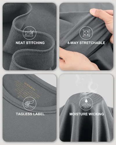 Miniatura 4 de WEERTI Ropa interior térmica para hombre, capa base de tela polar con forro polar