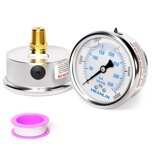 Miniatura 50 de MEANLIN MEASURE - Manómetro de vacío de presión -30inHG~0Psi, esfera con cara de 2.5 pulgadas, NPT de 1/4 de pulgada, manómetro de acero inoxidable