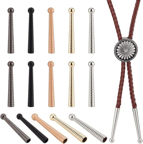 NBEADS 20 puntas de corbata Bolo de 5 colores, tapas de cable de 2 pulgadas de largo, hebilla de repuesto de 0.276 in de diámetro interior para