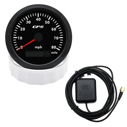 Miniatura 7 de Geloo Velocímetro de 85 mm para embarcaciones, velocímetro digital GPS 0-80 MPH, impermeable, 9-32 V, tacómetro, voltímetro, indicadores LCD con 7