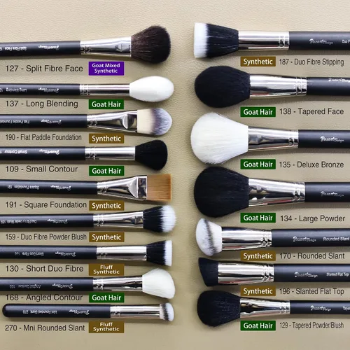 Miniatura 4 de BUEART DESIGN - Juego de 42 brochas de maquillaje con pelo de cabra natural real (42 piezas, negro perla mate)