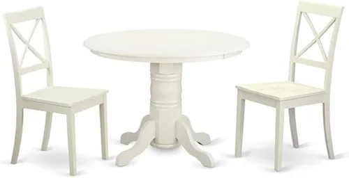 Miniatura 7 de East West Furniture SHBO3-BLK-W Juego de muebles de habitación de 3 piezas contiene una mesa de cocina redonda con pedestal y 2 sillas de comedor