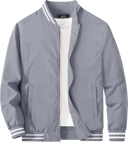 Miniatura 11 de MAGCOMSEN Chaqueta bomber para hombre, ligera, cortavientos, con cremallera, resistente al viento, casual, primavera, otoño, abrigo para golf